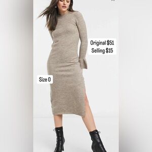 ASOS Long Sleeve Tan Knit Dress